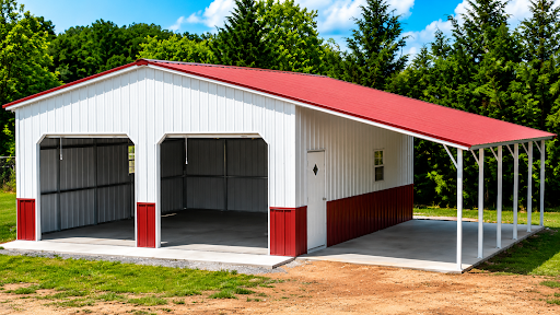 Steel Garage with Lean-To